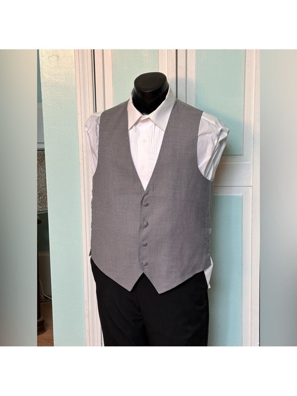 Heather Gray Light Grey Closed Back Vest Wedding Prom Men’s 2XL 2X
